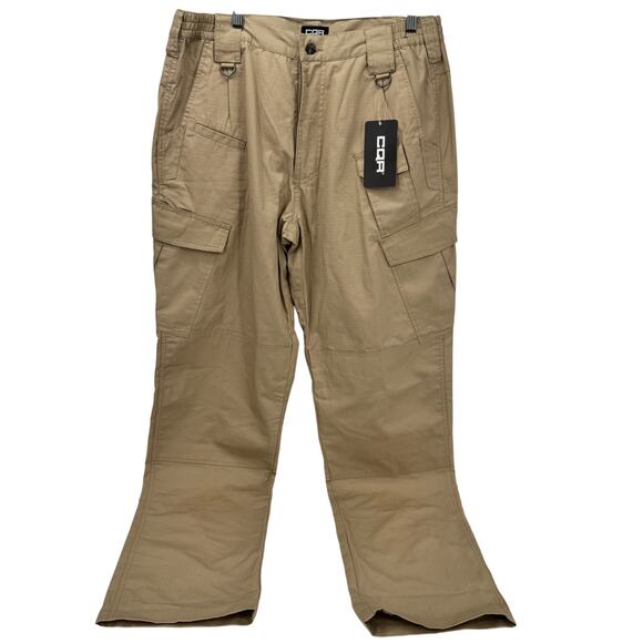 CQR Tactical Pants Mens 34 (34x35 ACTUAL) Ripstop Khaki Tan Cargo Utility NEW - Picture 2 of 9